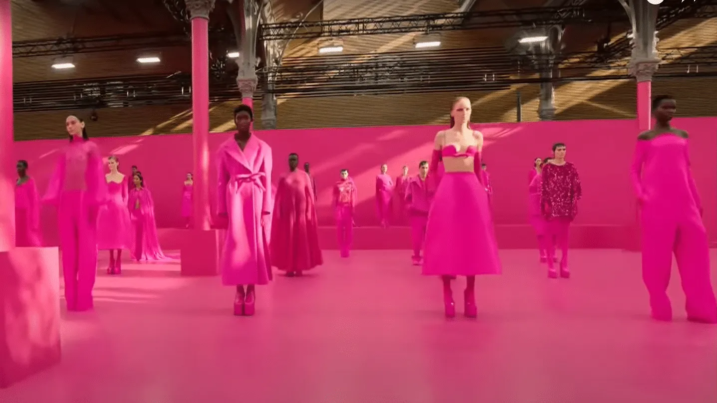 Valentino’s fall-winter 2022-2023 collection makes a bold statement with the color pink